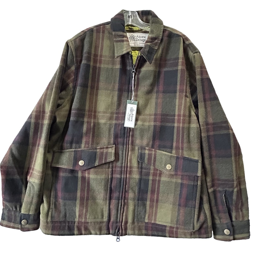 Alpine Designs Men's Large Rockland Plaid Full Zip Jacket (R1)